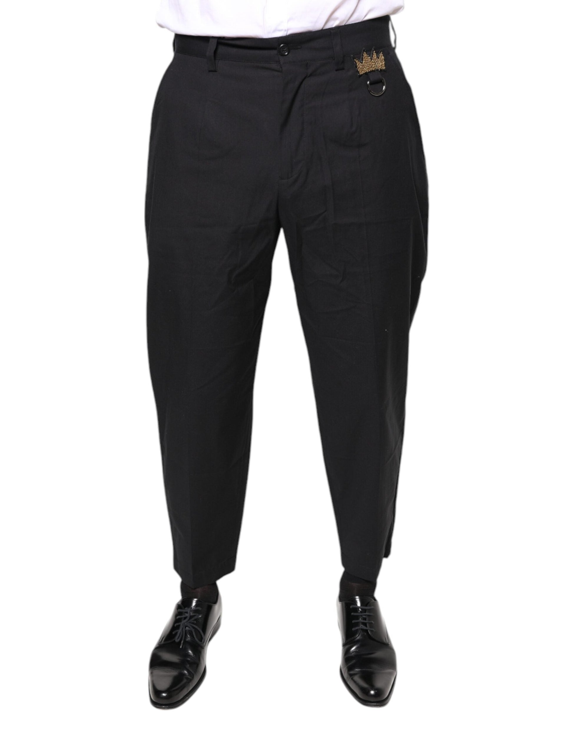 Dolce & Gabbana Black Crown Cotton Dress Pants - IT46 | S