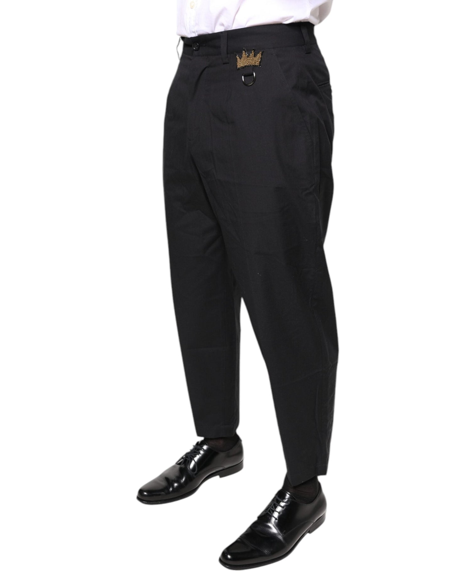 Dolce & Gabbana Black Crown Cotton Dress Pants - IT46 | S