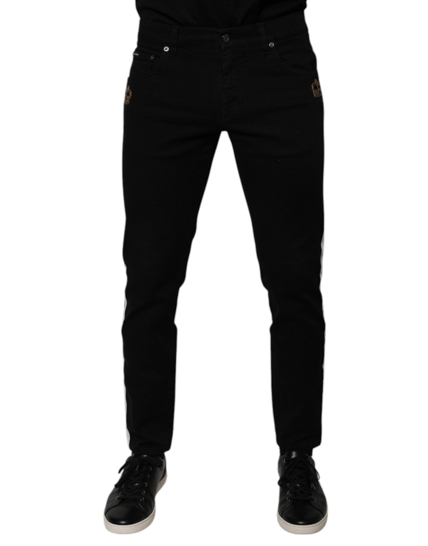 Dolce & Gabbana Black Crown White Lining Skinny Denim Jeans - IT48 | M