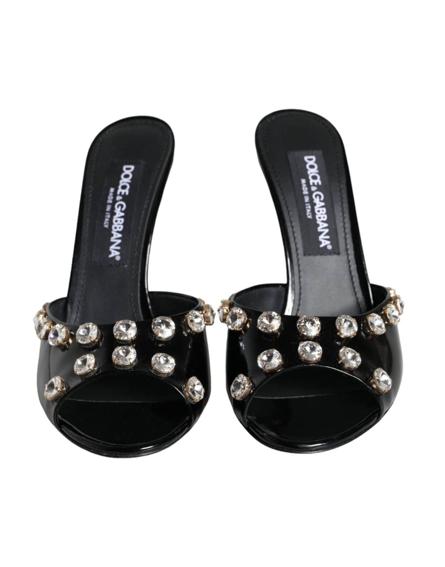 Dolce & Gabbana Black Crystal Heels Keira Sandals Shoes - EU39/US8.5