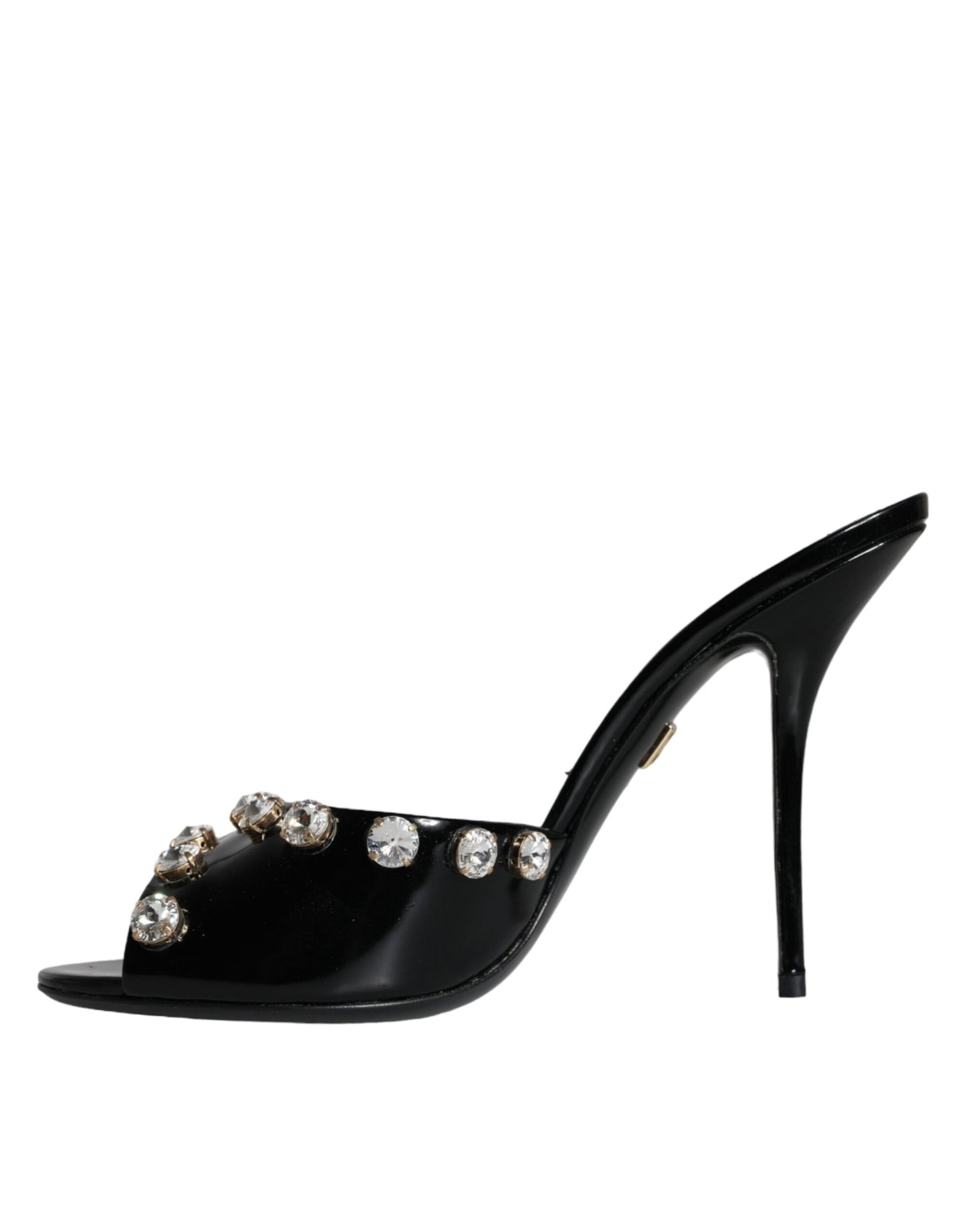 Dolce & Gabbana Black Crystal Heels Keira Sandals Shoes - EU39/US8.5