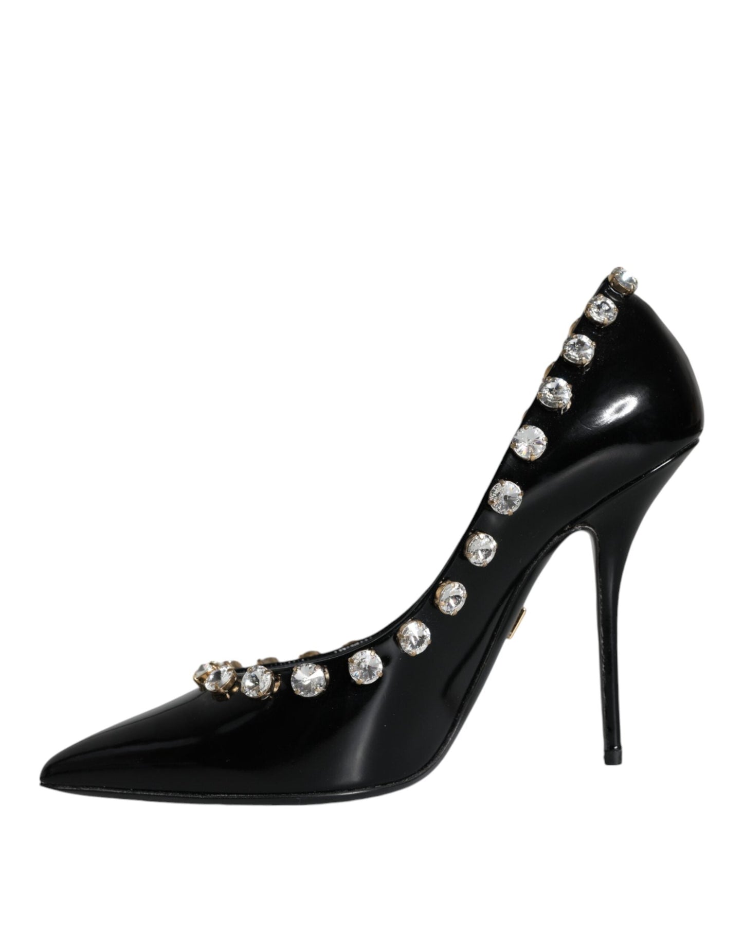 Dolce & Gabbana Black Crystals Leather High Heels Pumps Shoes - EU40/US10