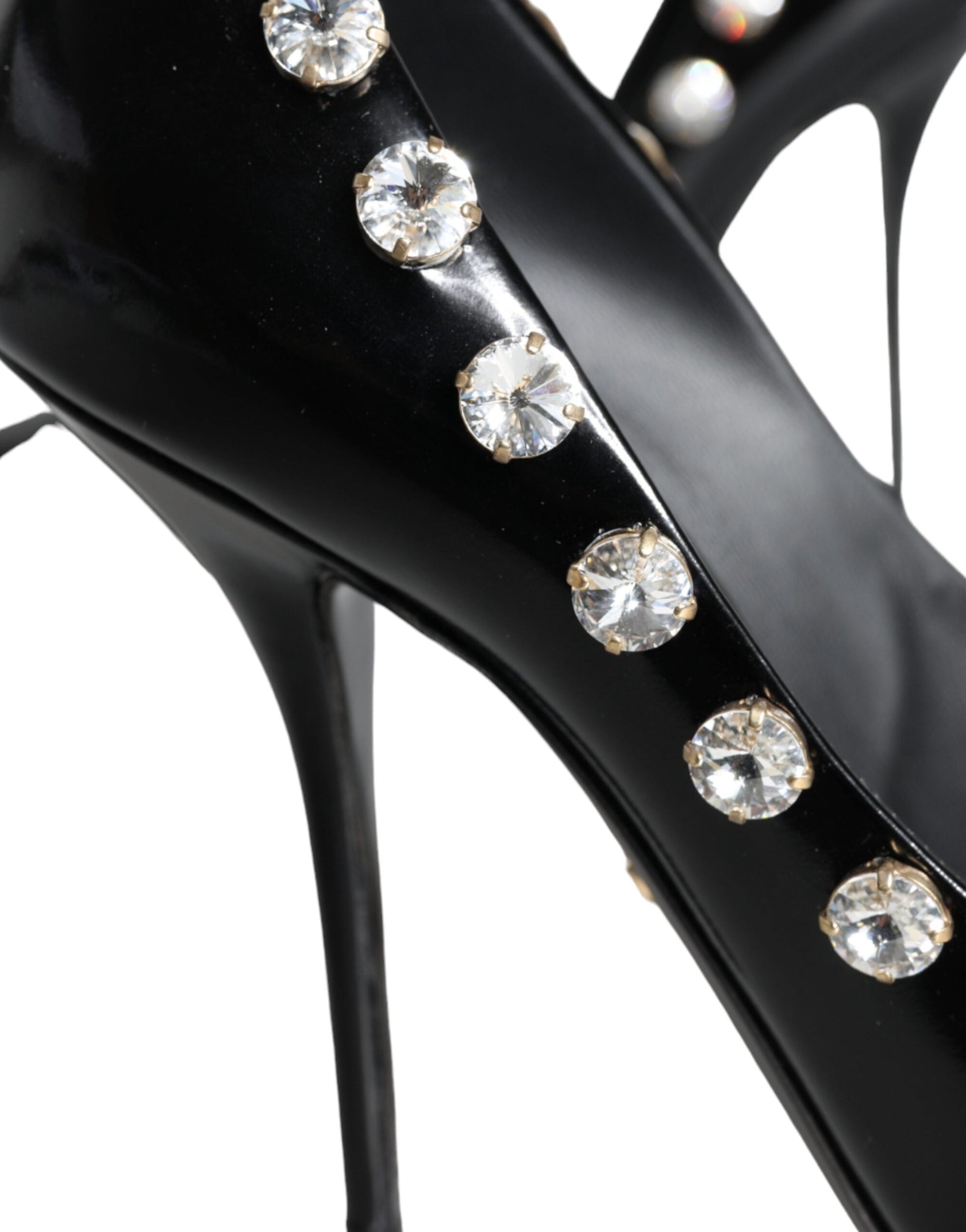 Dolce & Gabbana Black Crystals Leather High Heels Pumps Shoes - EU40/US10