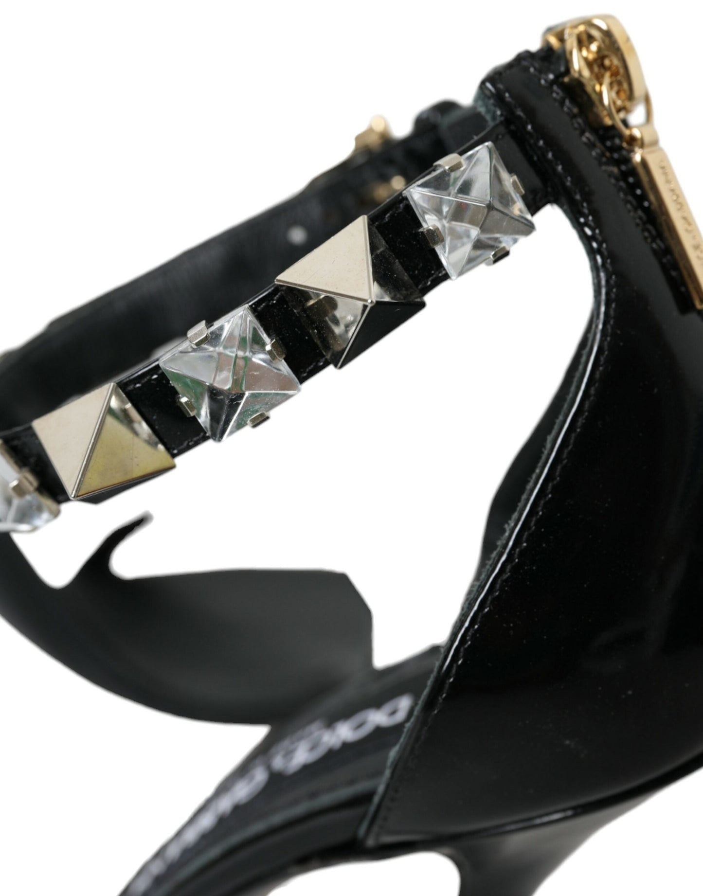 Dolce & Gabbana Black Crystals Sandals Ankle Strap Shoes - EU38/US7.5