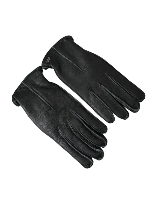 Dolce & Gabbana Black Deer Leather Wrist Length Gloves - 9|M