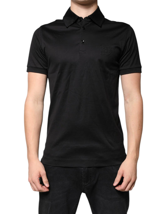 Dolce & Gabbana Black DG Collared Short Sleeves Polo T-shirt - IT48 | M