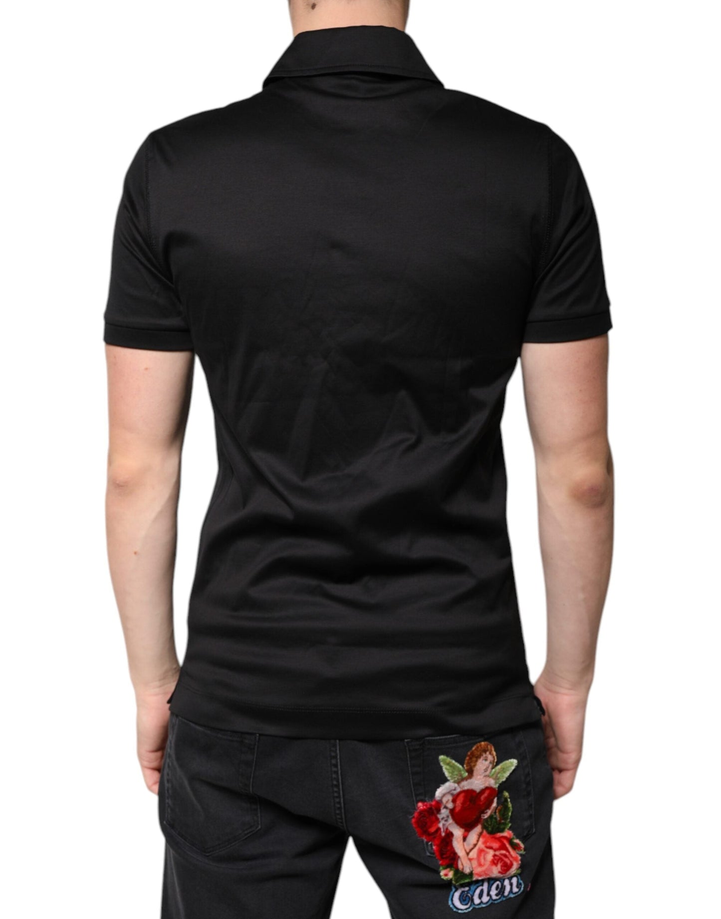 Dolce & Gabbana Black DG Collared Short Sleeves Polo T-shirt - IT48 | M