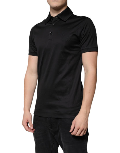 Dolce & Gabbana Black DG Collared Short Sleeves Polo T-shirt - IT48 | M