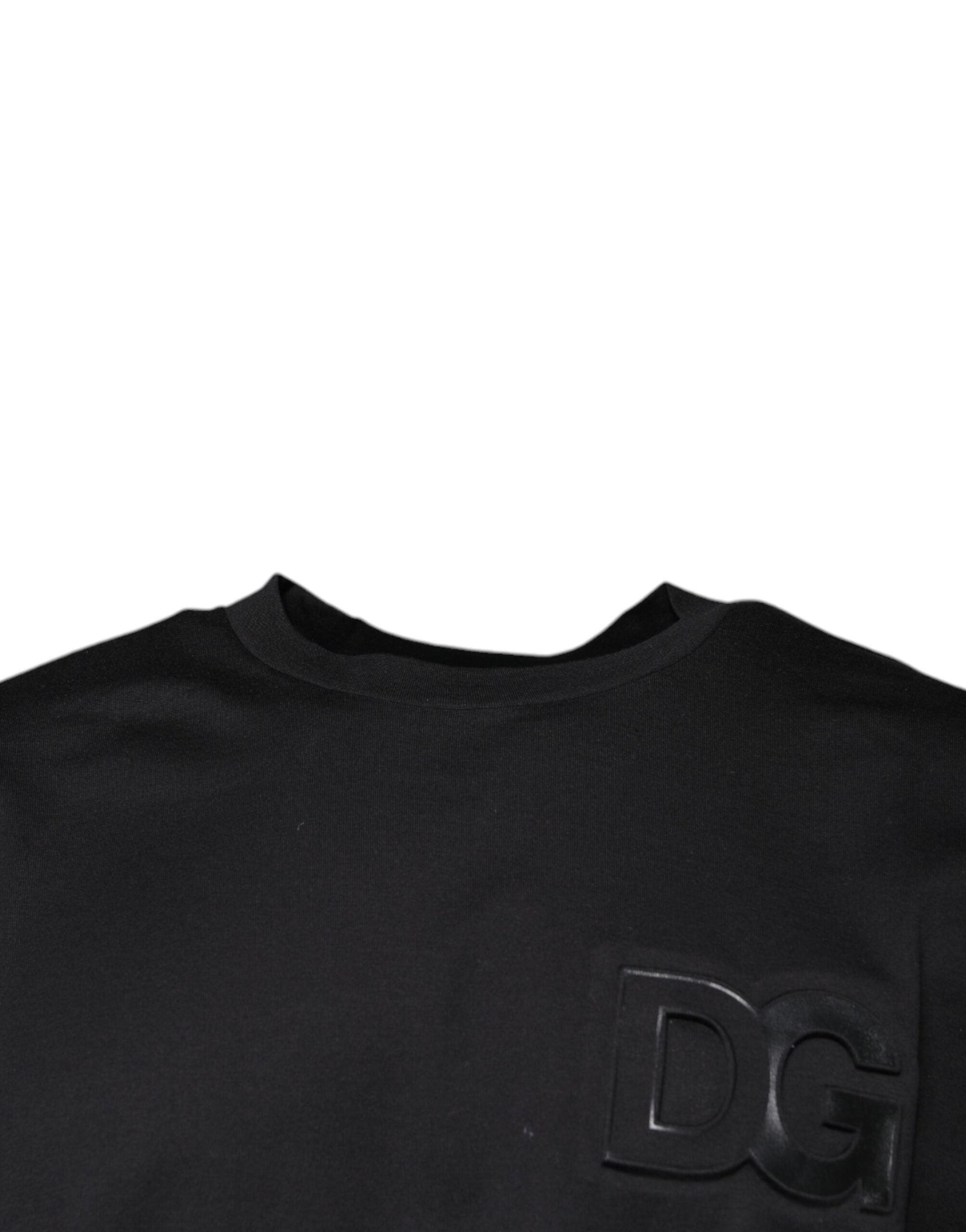 Dolce & Gabbana Black DG Logo Print Cotton Crew Neck T-shirt