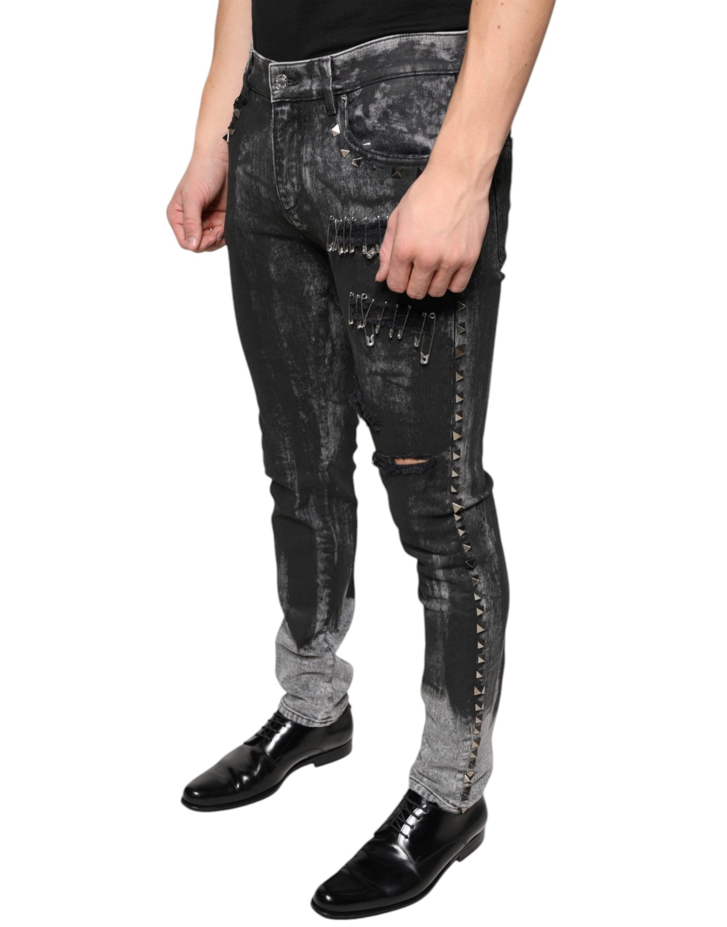 Dolce & Gabbana Black Embellished Cotton Skinny Denim Jeans - IT48 | M