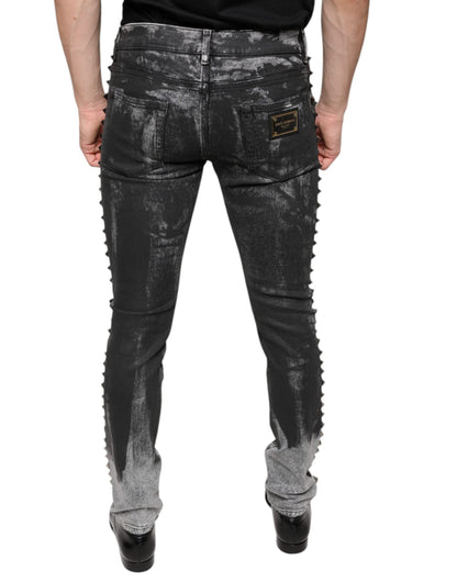 Dolce & Gabbana Black Embellished Cotton Skinny Denim Jeans - IT48 | M