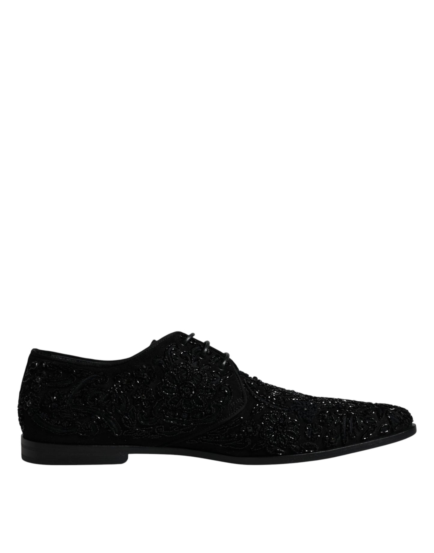 Dolce & Gabbana Black Embellished Suede Derby Formal Shoes - EU45/US12