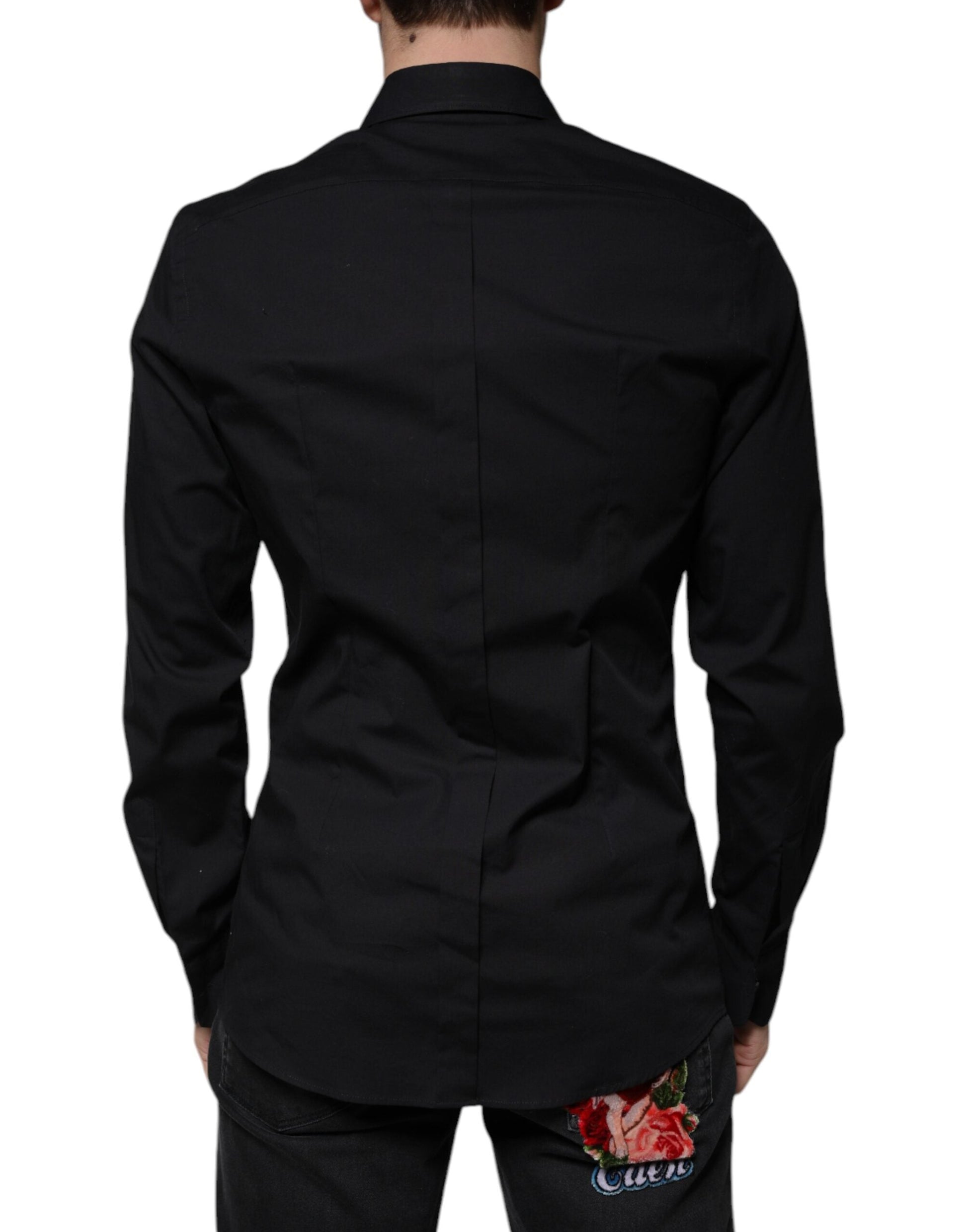 Dolce & Gabbana Black Eye Patch Long Sleeve GOLD Dress Shirt - IT40 | M