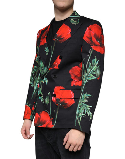 Dolce & Gabbana Black Floral Double Breasted Dress Blazer - IT48 | M