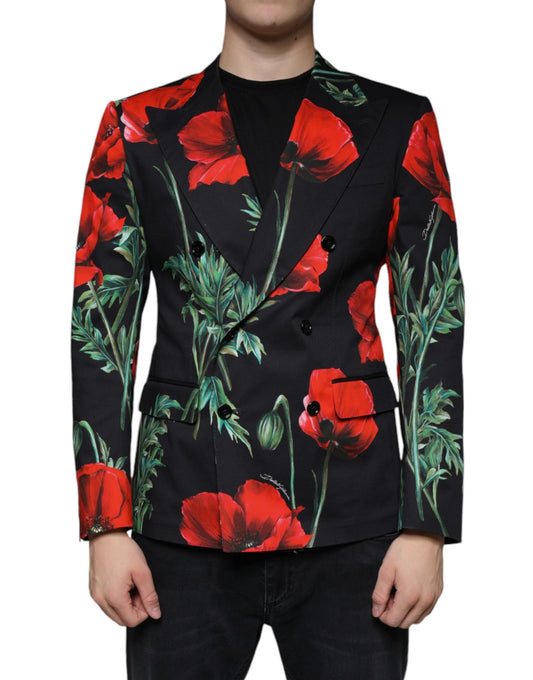 Dolce & Gabbana Black Floral Double Breasted Dress Blazer - IT48 | M