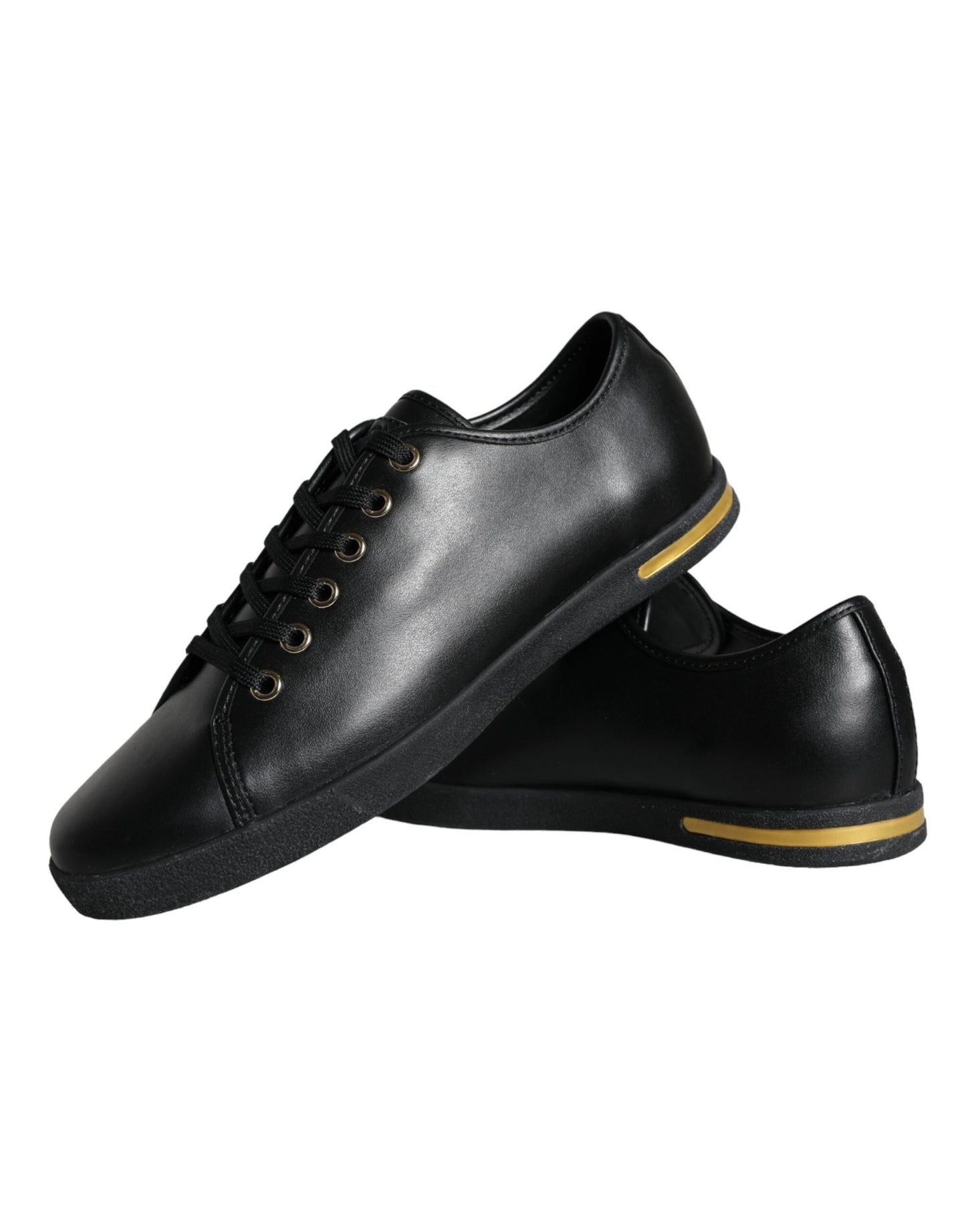 Dolce & Gabbana Black Gold Leather Classic Sneakers Shoes - EU36.5/US6