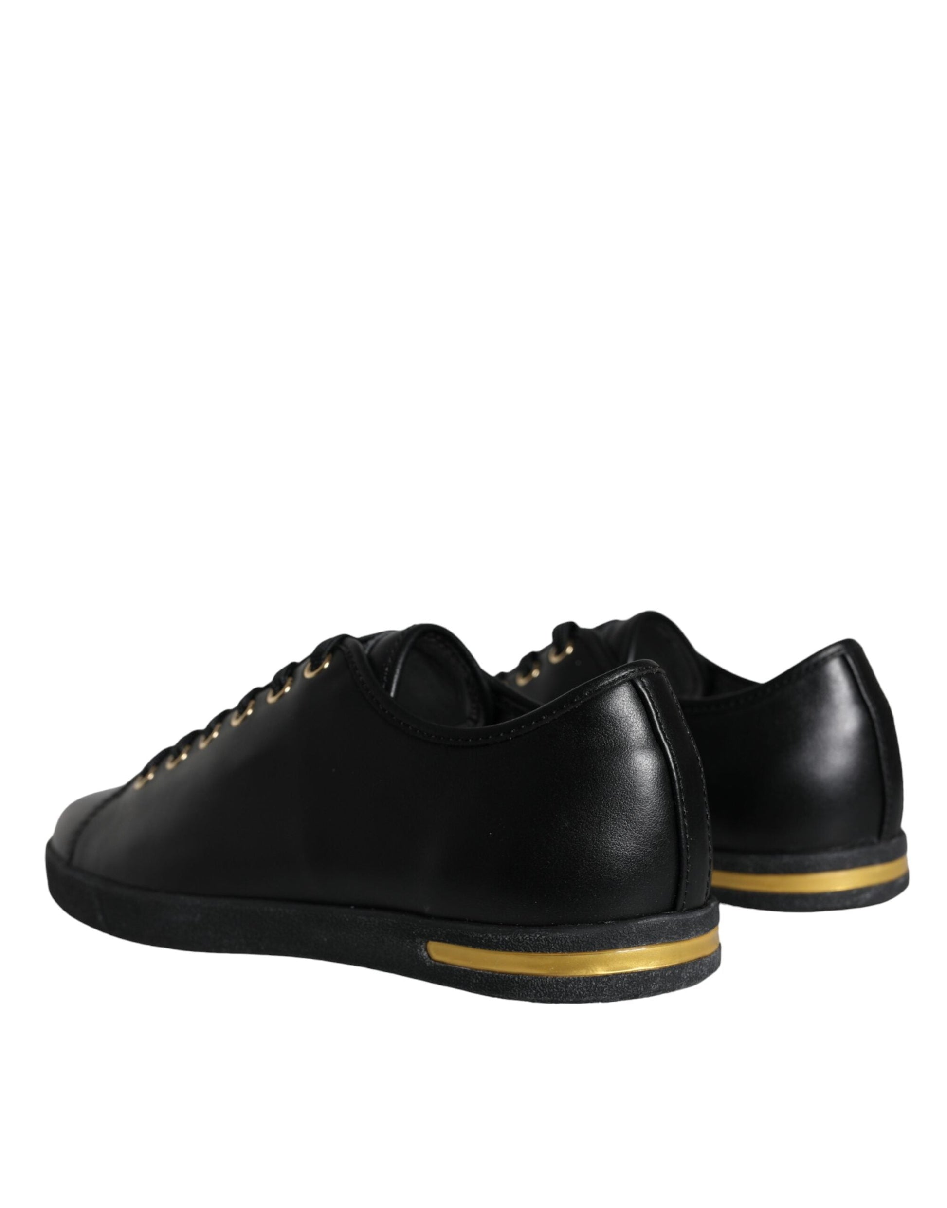 Dolce & Gabbana Black Gold Leather Classic Sneakers Shoes - EU36.5/US6