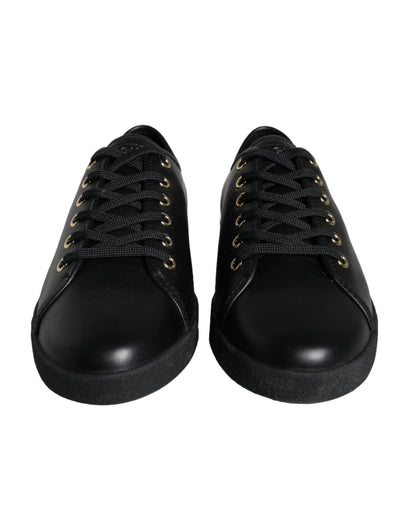 Dolce & Gabbana Black Gold Leather Classic Sneakers Shoes - EU36.5/US6