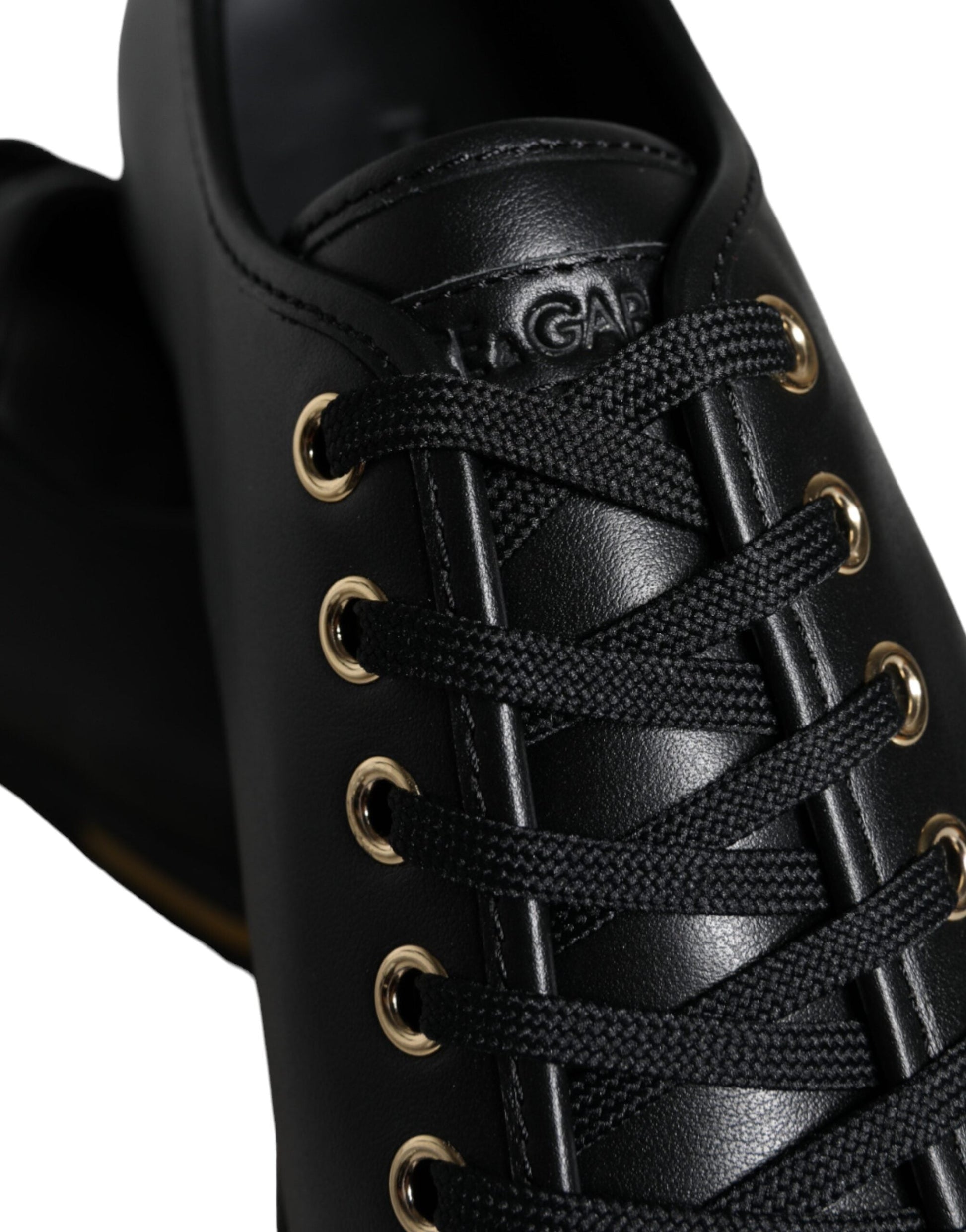 Dolce & Gabbana Black Gold Leather Classic Sneakers Shoes - EU36.5/US6