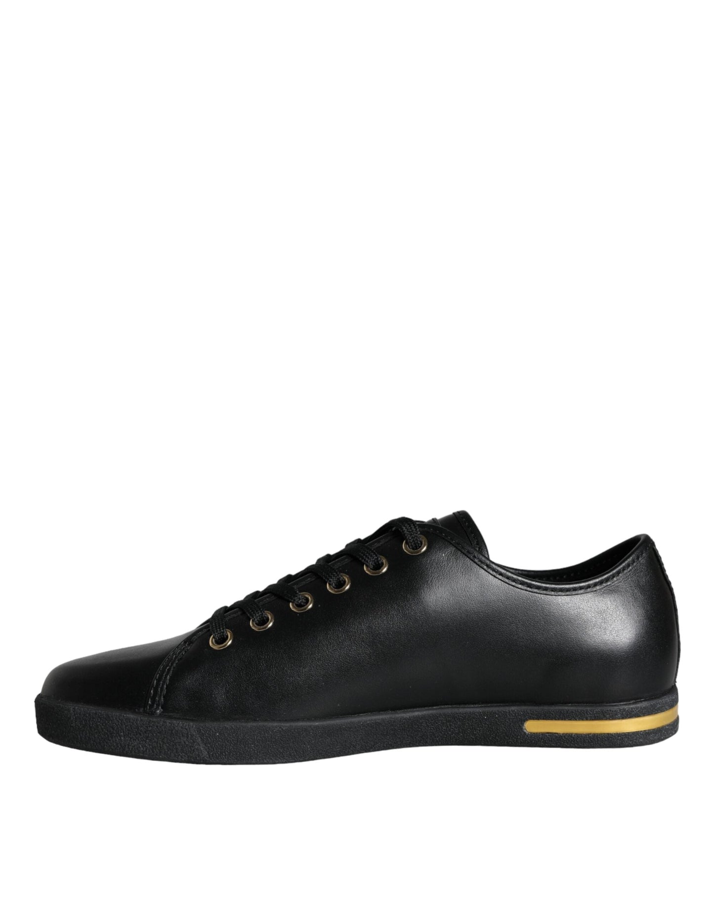 Dolce & Gabbana Black Gold Leather Classic Sneakers Shoes - EU36.5/US6