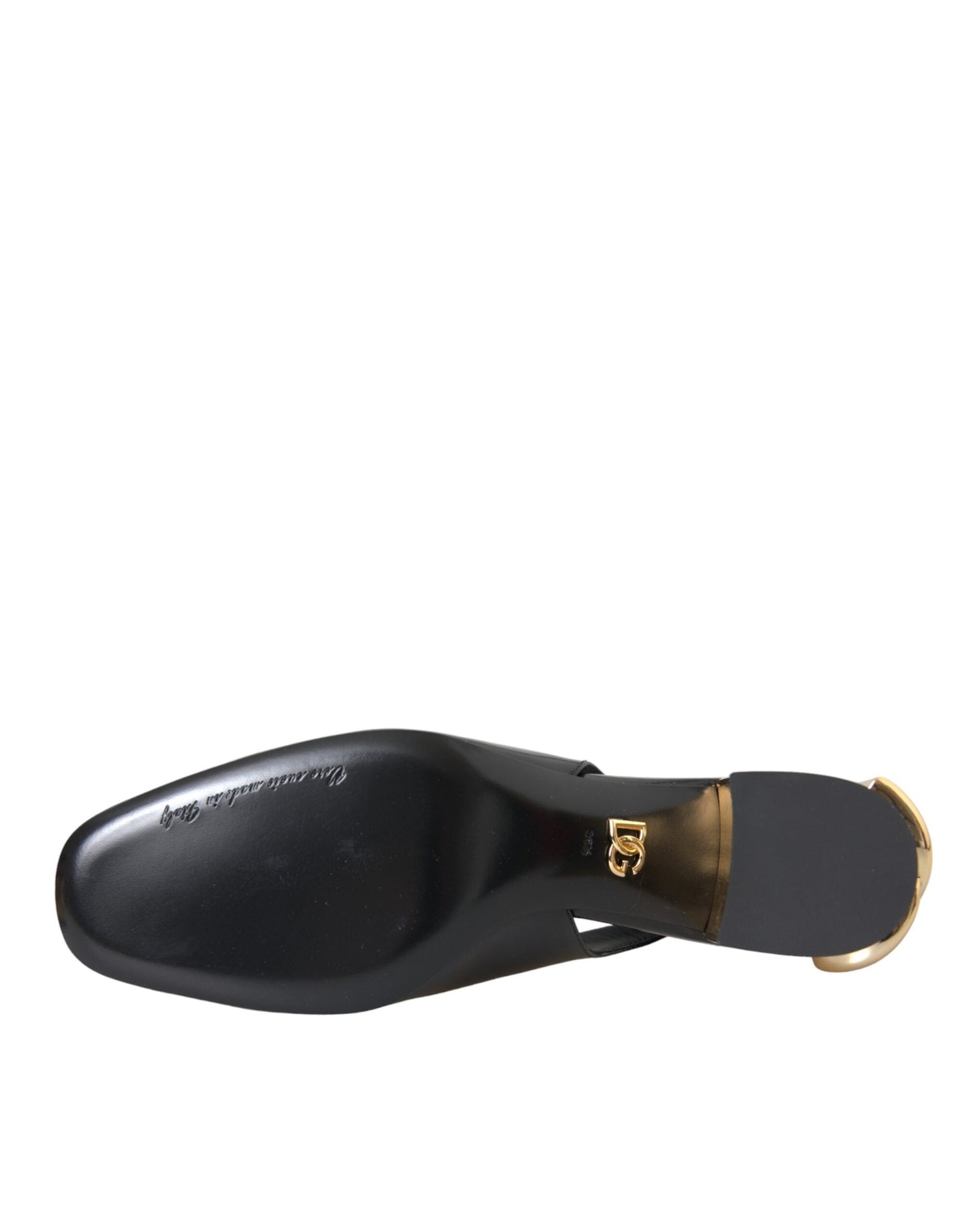 Dolce & Gabbana Black Gold Leather Embellished Slingbacks Shoes - EU36.5/US6