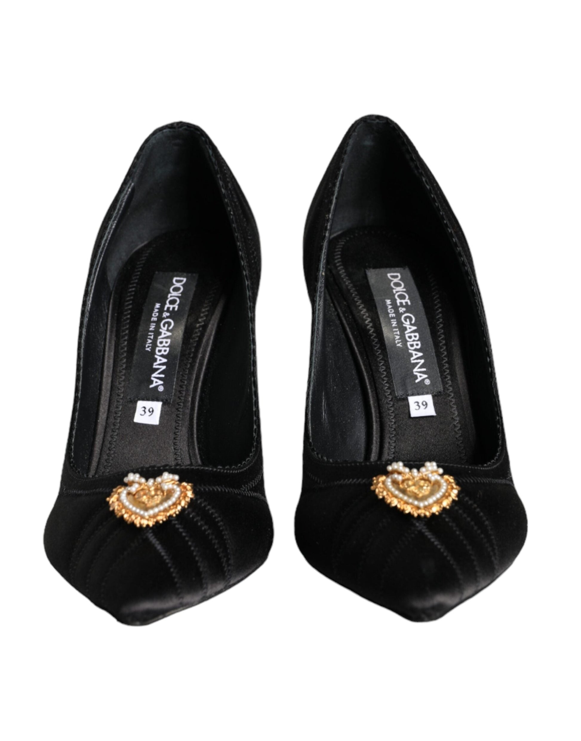 Dolce & Gabbana Black Heart DEVOTION Heels Pumps Shoes - EU39/US8.5