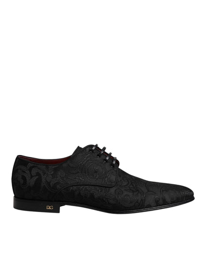 Dolce & Gabbana Black Jacquard Lace Up Derby Dress Shoes - EU43/US10