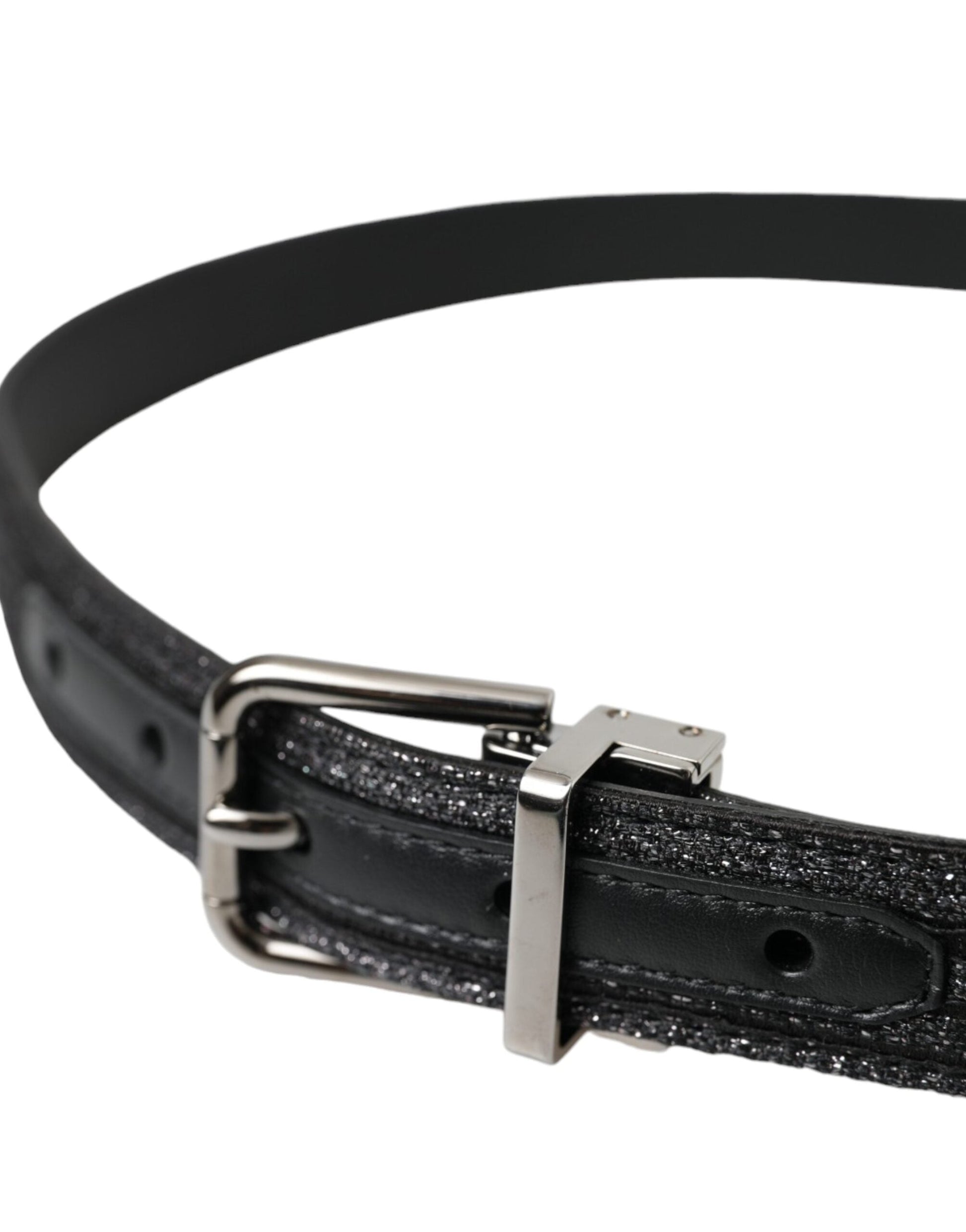 Dolce & Gabbana Black Jacquard Stripes Silver Metal Buckle Belt - 90 cm / 36 Inches