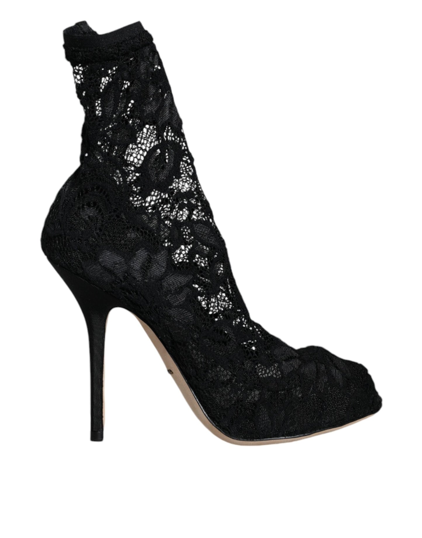 Dolce & Gabbana Black Lace Stretch Heels Mid Calf Boot Shoes - EU36/US6