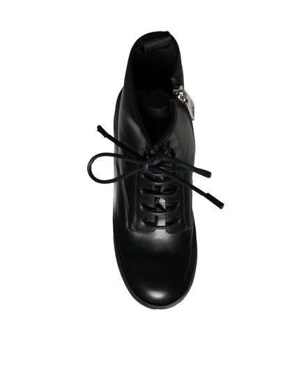 Dolce & Gabbana Black Lace Up Trekking Ankle Boots Men Shoes - EU44/US11