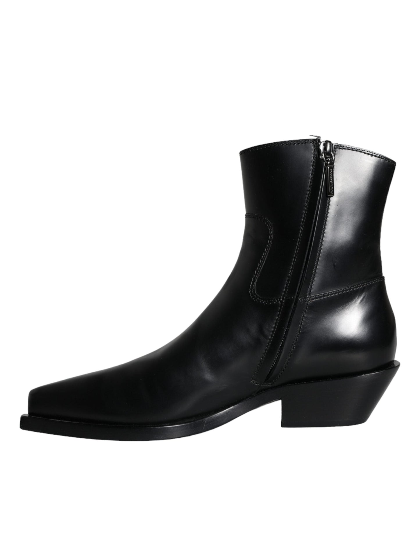 Dolce & Gabbana Black Leather Ankle Boots Booties Shoes - EU37/US6.5