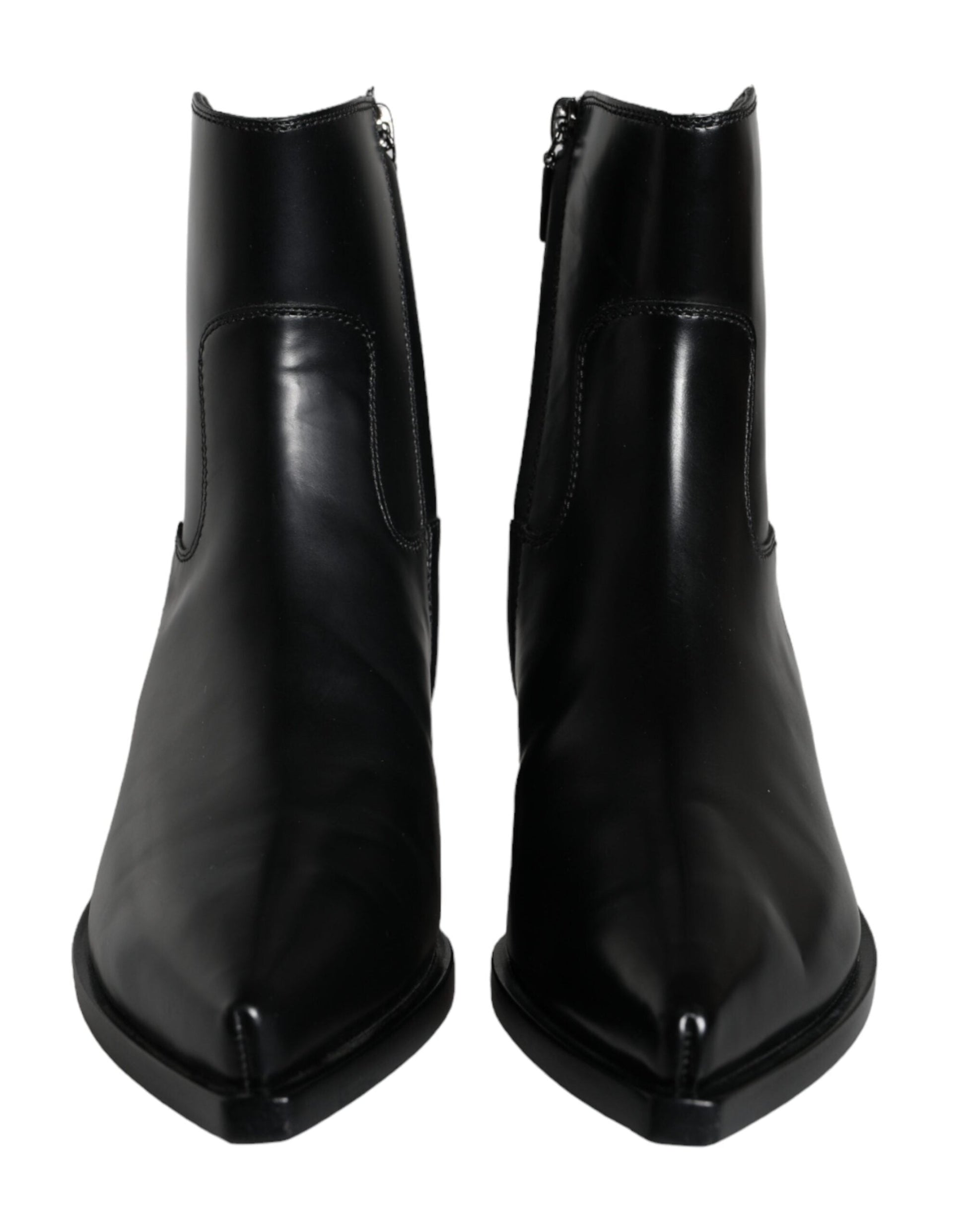 Dolce & Gabbana Black Leather Ankle Boots Booties Shoes - EU37/US6.5