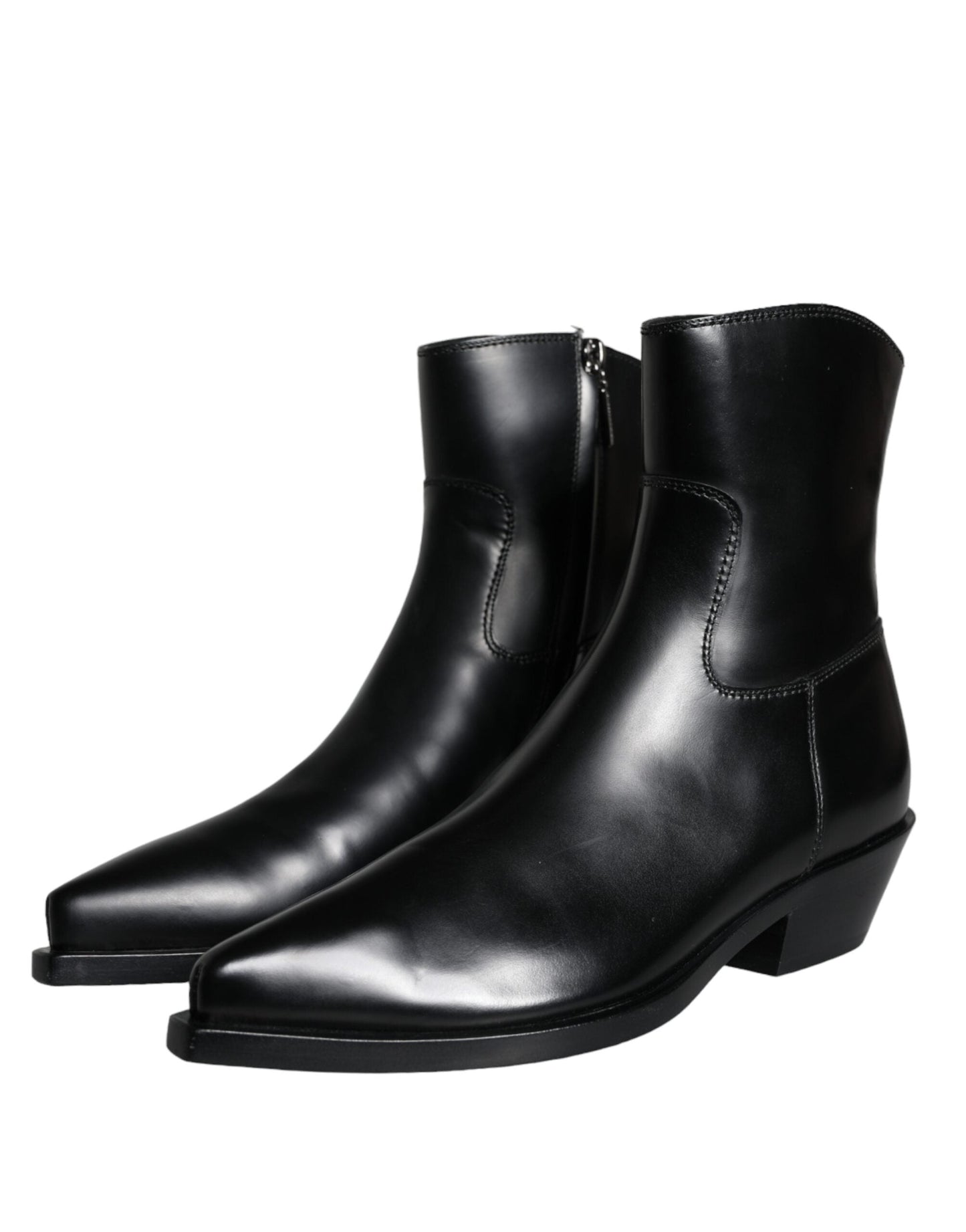 Dolce & Gabbana Black Leather Ankle Boots Booties Shoes - EU37/US6.5