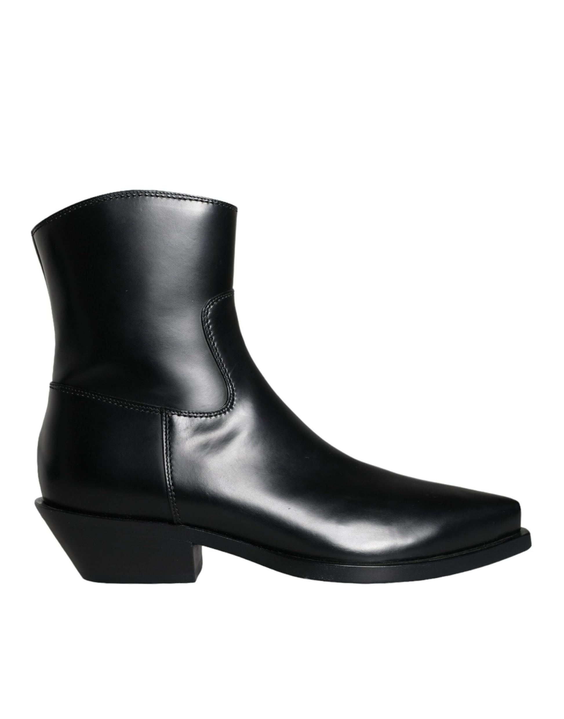 Dolce & Gabbana Black Leather Ankle Boots Booties Shoes - EU37/US6.5