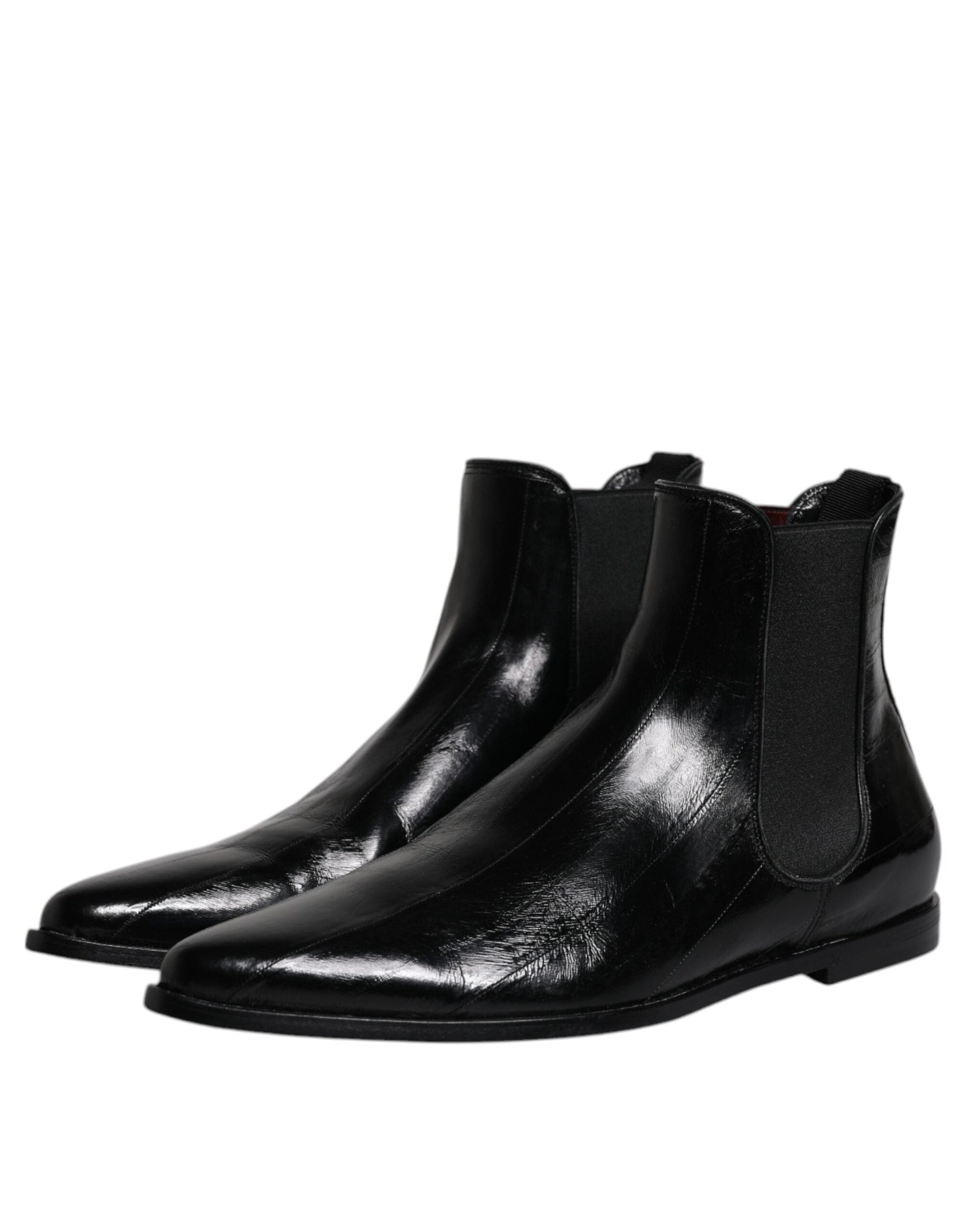 Dolce & Gabbana Black Leather Chelsea Men Ankle Boots Shoes - EU44/US11