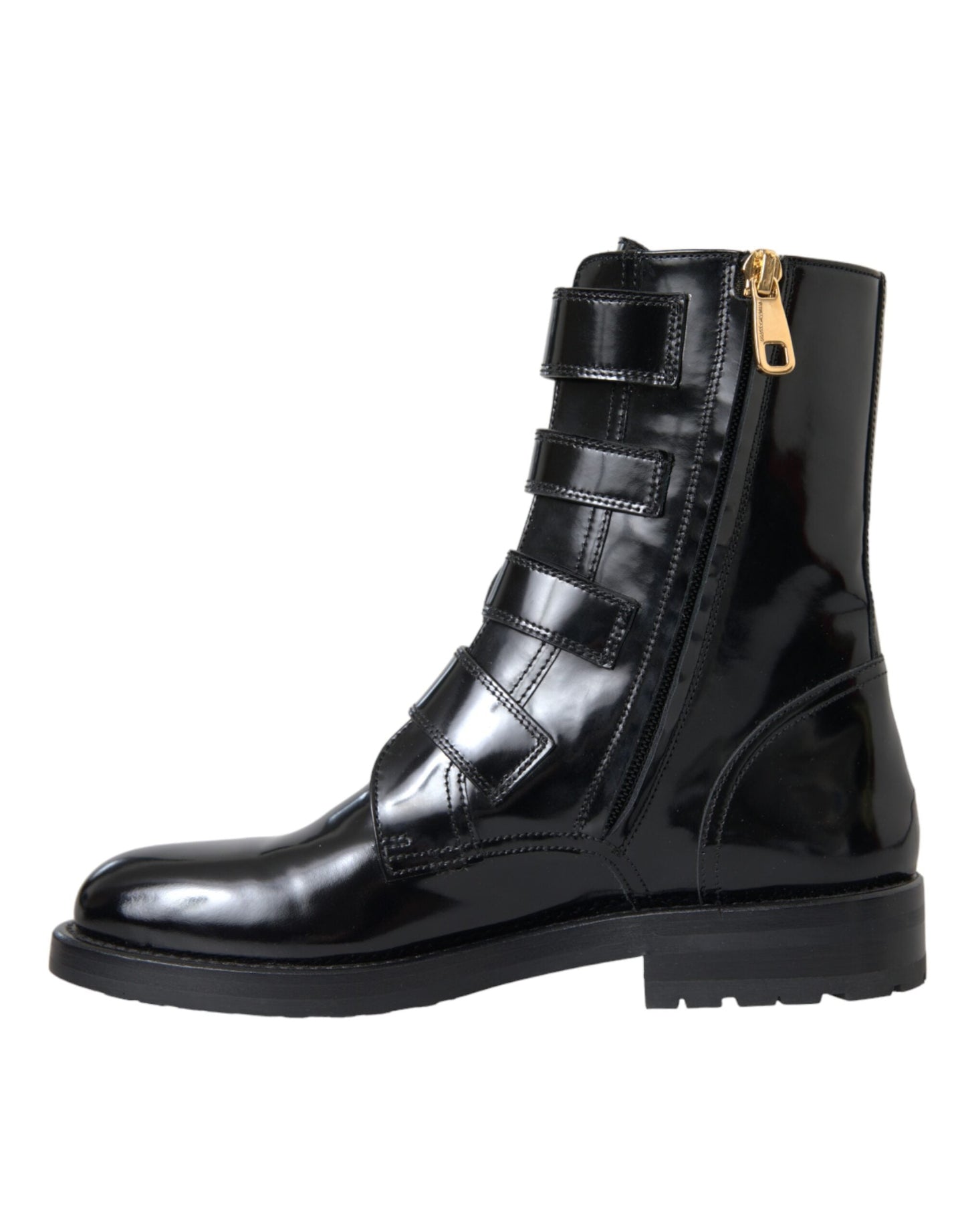 Dolce & Gabbana Black Leather Crystal Buckles Boots Shoes - EU35/US4.5