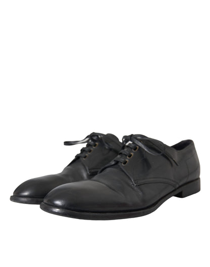 Dolce & Gabbana Black Leather Derby Formal Dress Men Shoes - EU44/US11