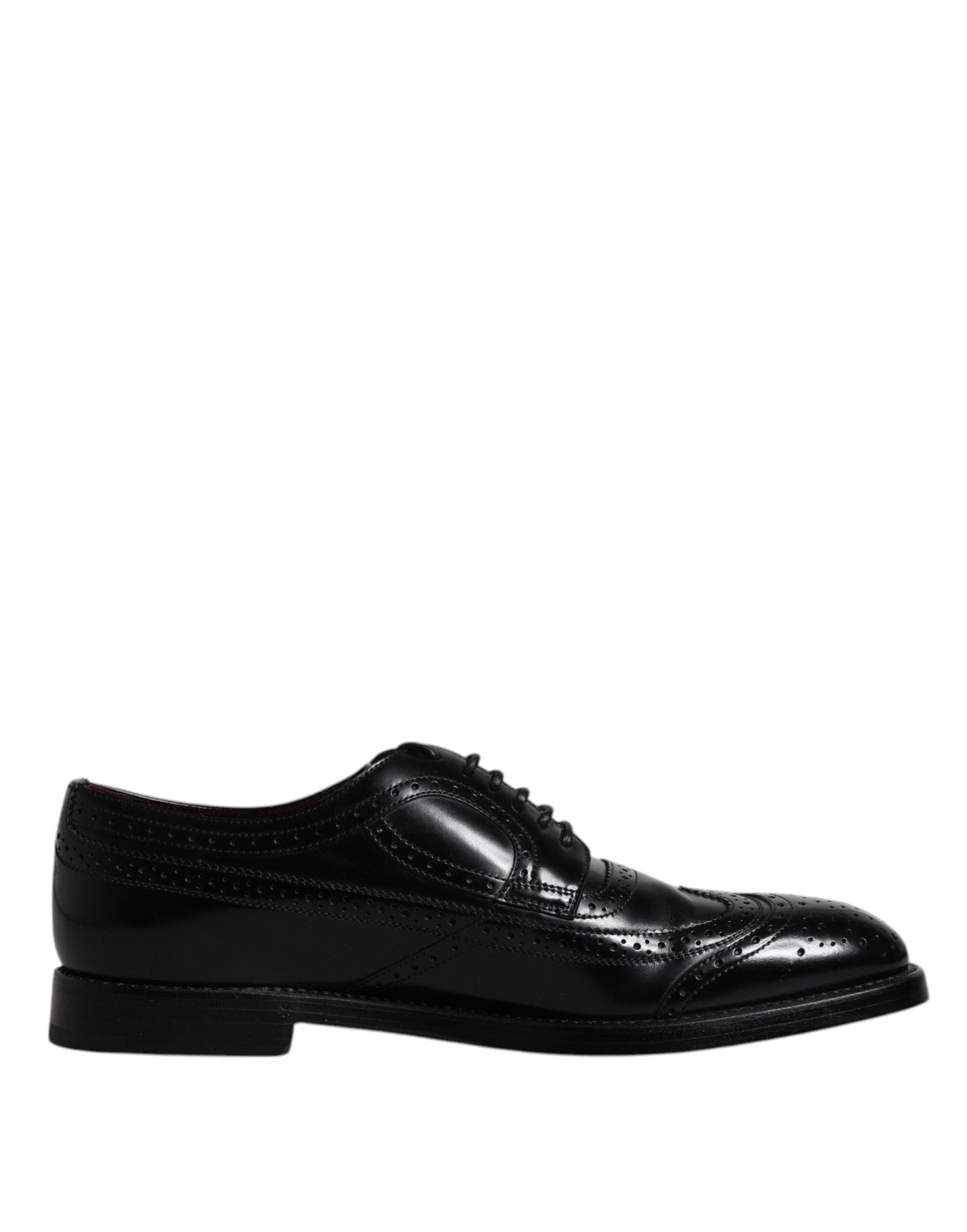 Dolce & Gabbana Black Leather Derby Wingtip Formal Shoes - EU43/US10