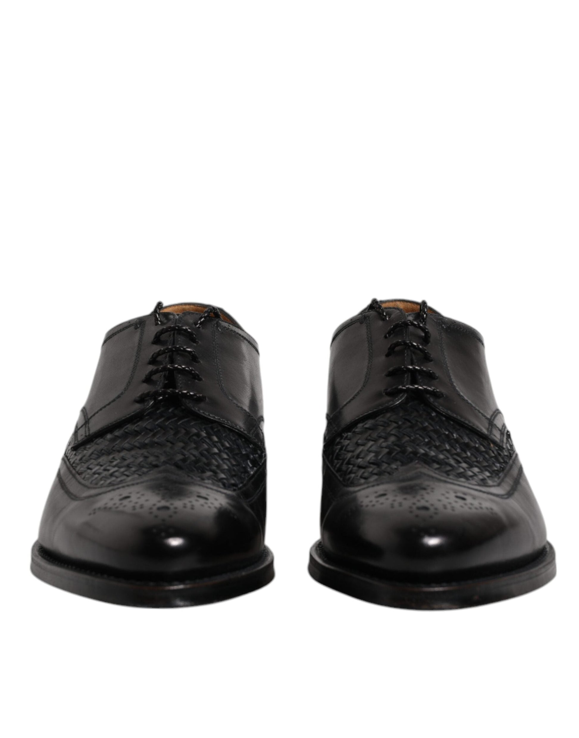 Dolce & Gabbana Black Leather Derby Wingtip Lace Up Formal Dress Shoes - EU39/US6