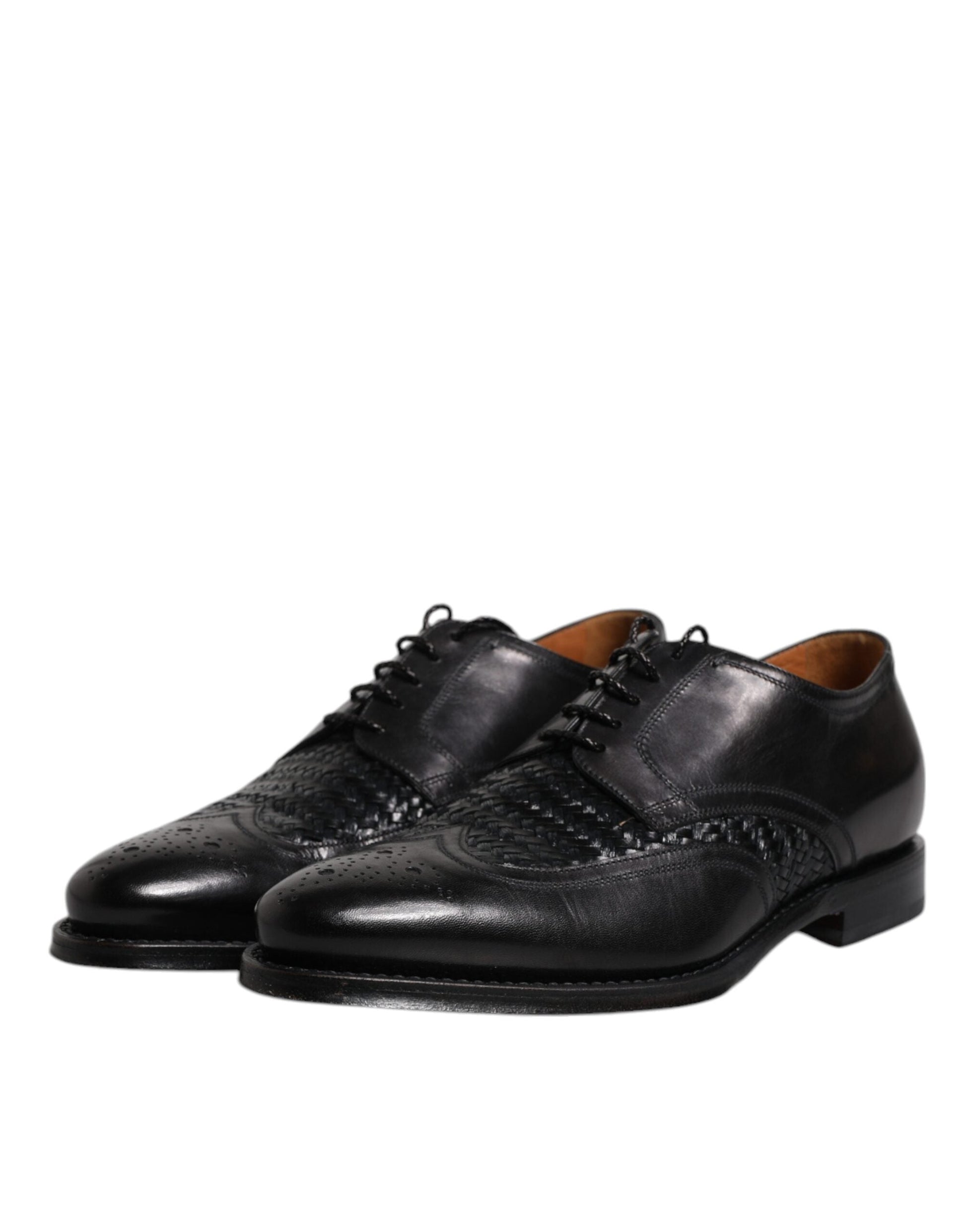 Dolce & Gabbana Black Leather Derby Wingtip Lace Up Formal Dress Shoes - EU39/US6