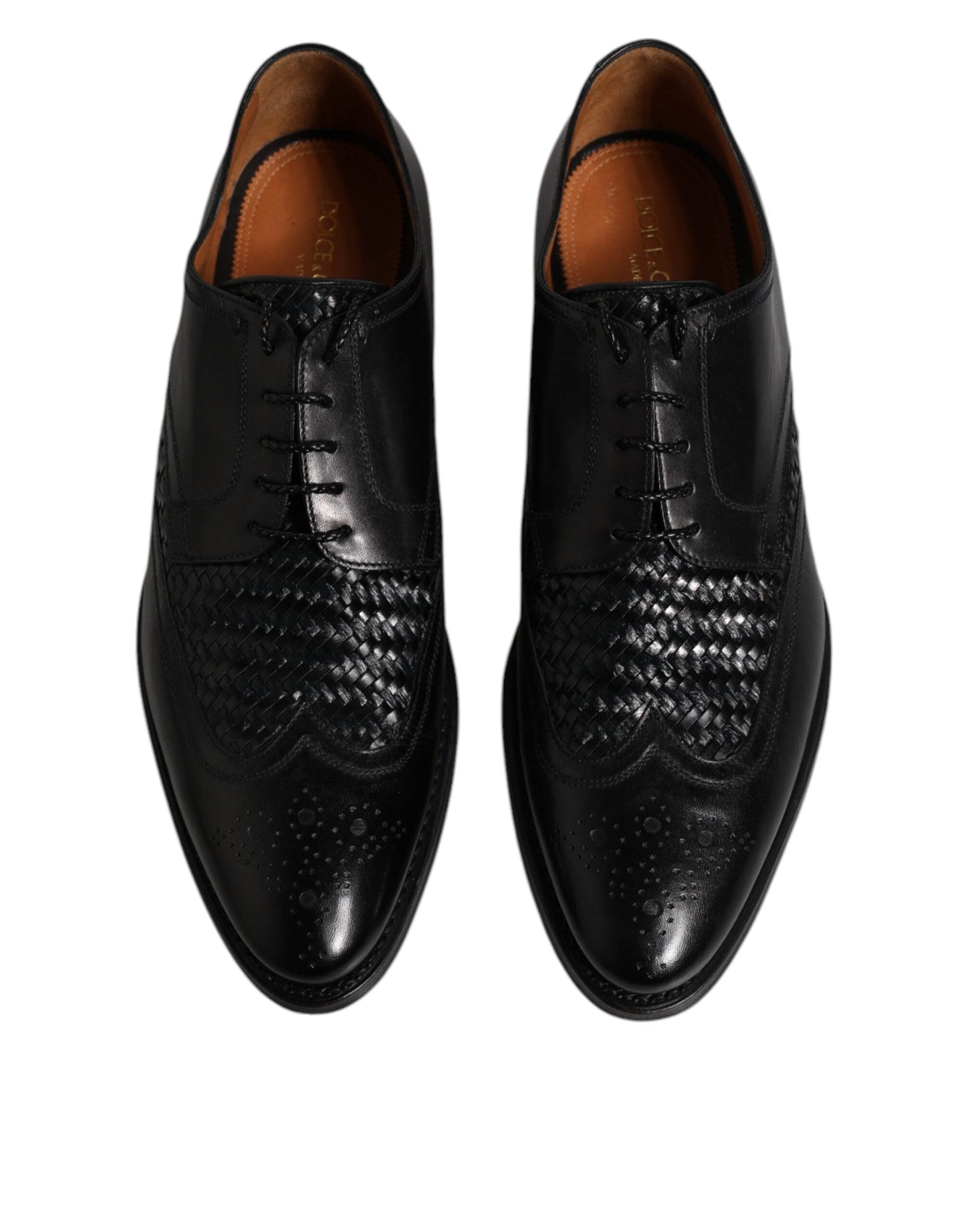 Dolce & Gabbana Black Leather Derby Wingtip Lace Up Formal Dress Shoes - EU39/US6