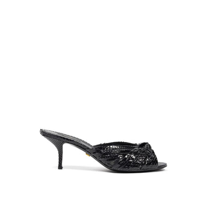 Dolce & Gabbana Black Leather Di Pitone Sandal - EU37.5/US7.5