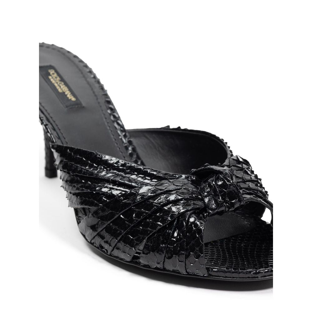 Dolce & Gabbana Black Leather Di Pitone Sandal - EU37.5/US7.5