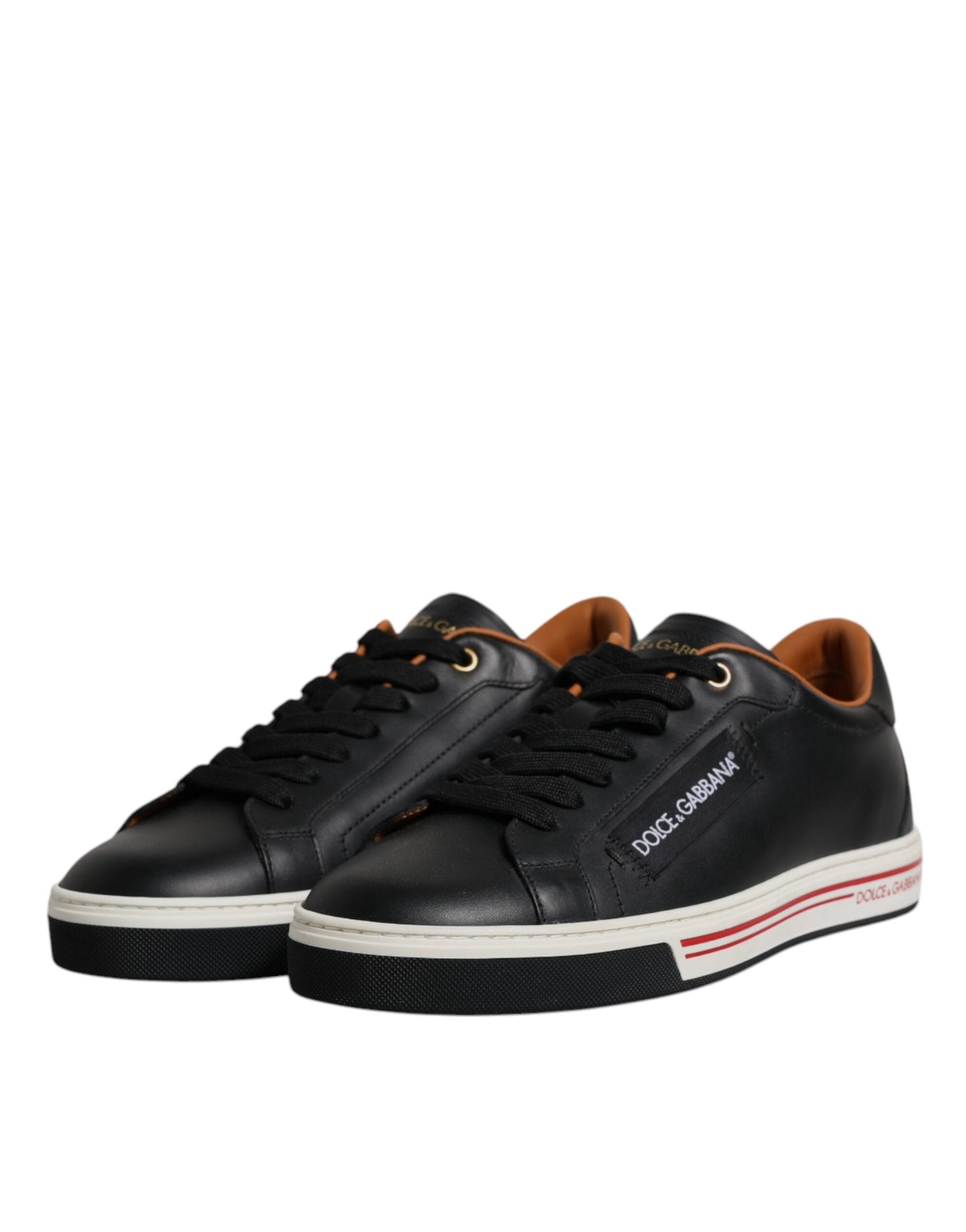 Dolce & Gabbana Black Leather Low Top Men Sneakers Shoes - EU39/US6