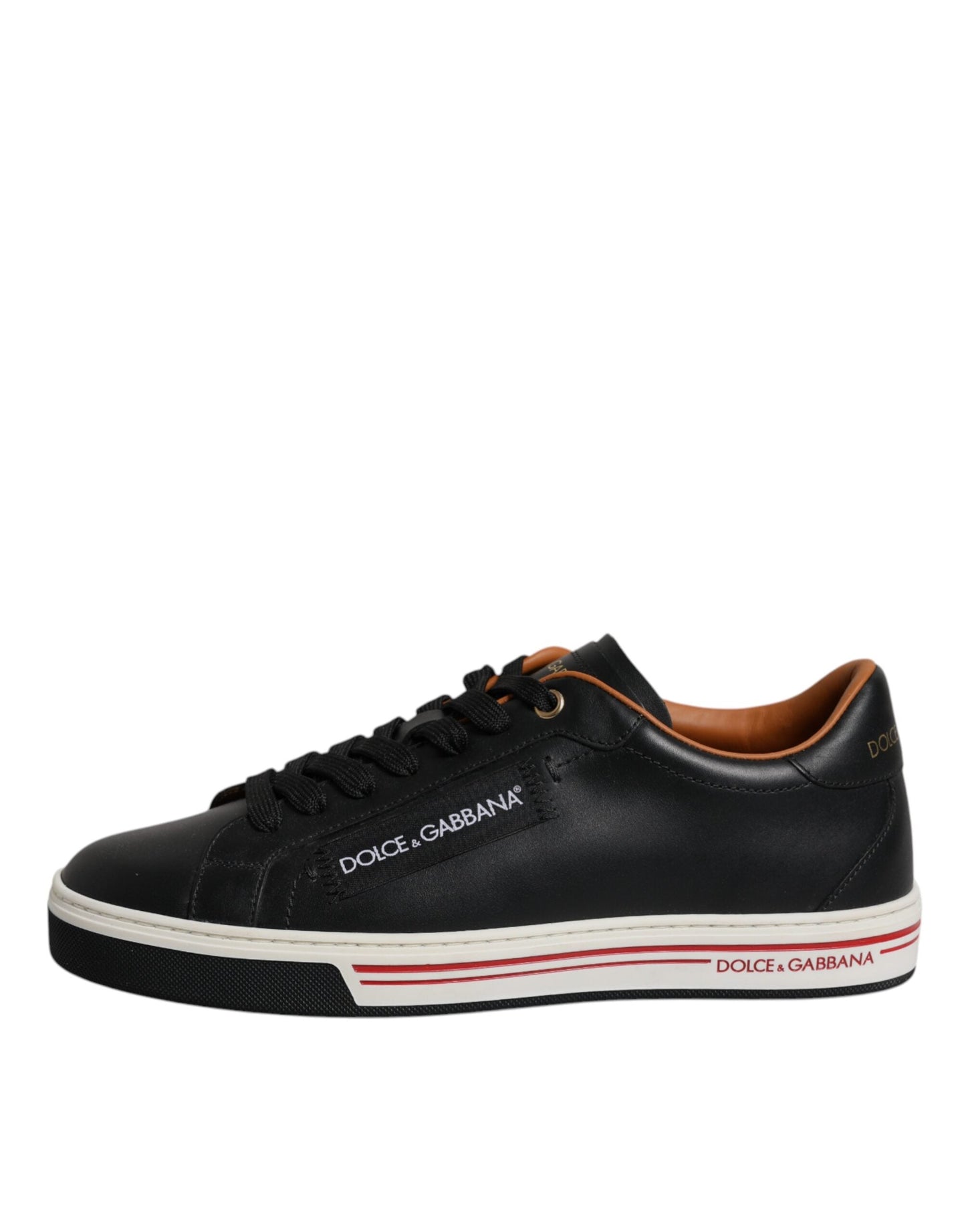 Dolce & Gabbana Black Leather Low Top Men Sneakers Shoes - EU39/US6