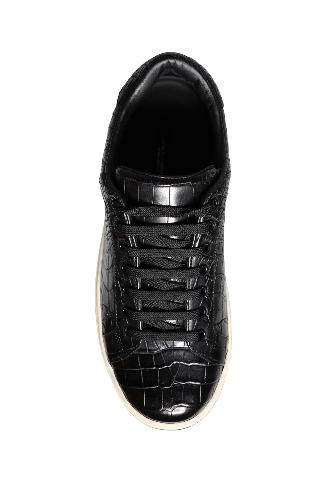 Dolce & Gabbana Black Leather Men Low Top Sneakers Shoes - EU39/US6