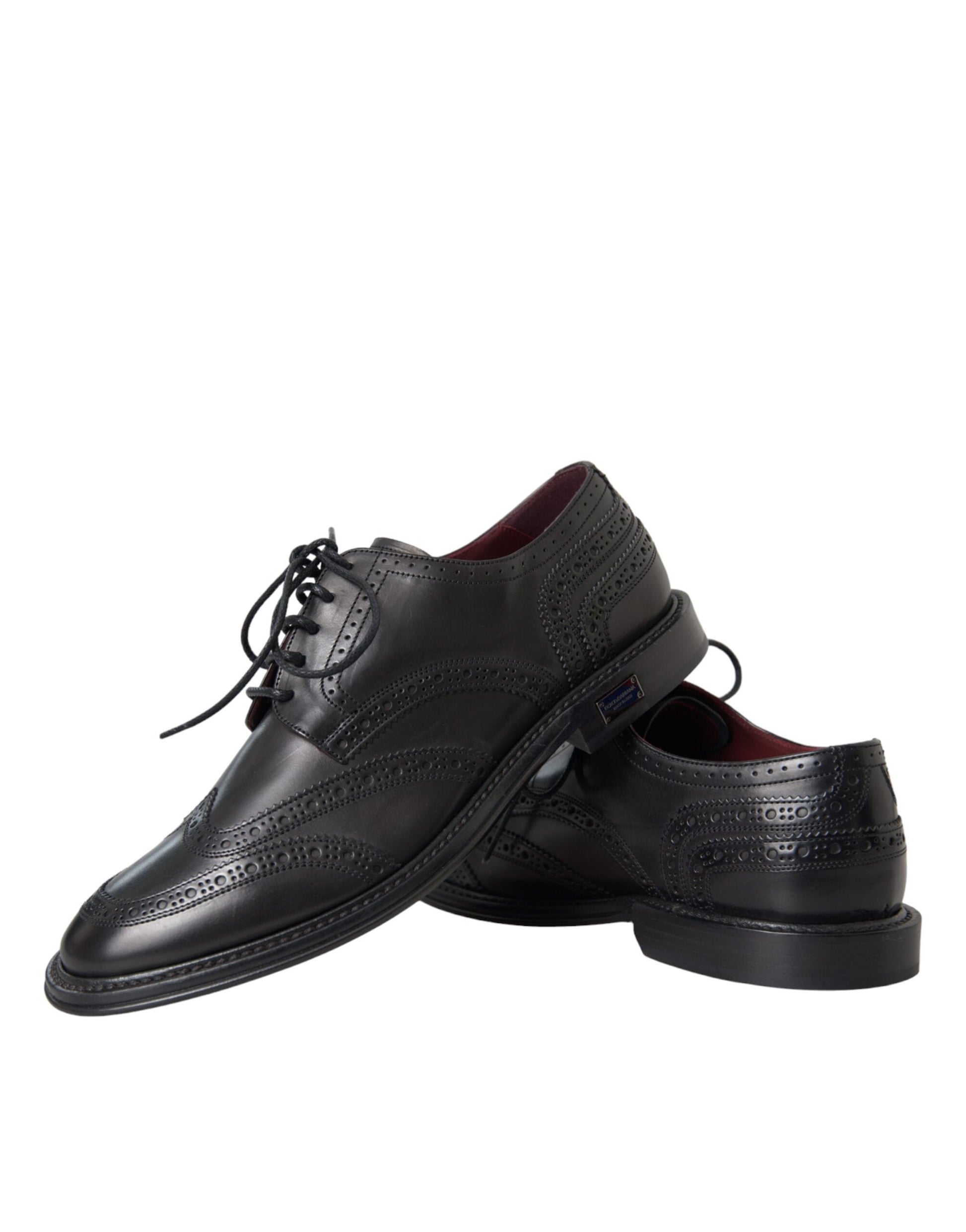 Dolce & Gabbana Black Leather Oxford Wingtip Formal Men Shoes - EU41/US8