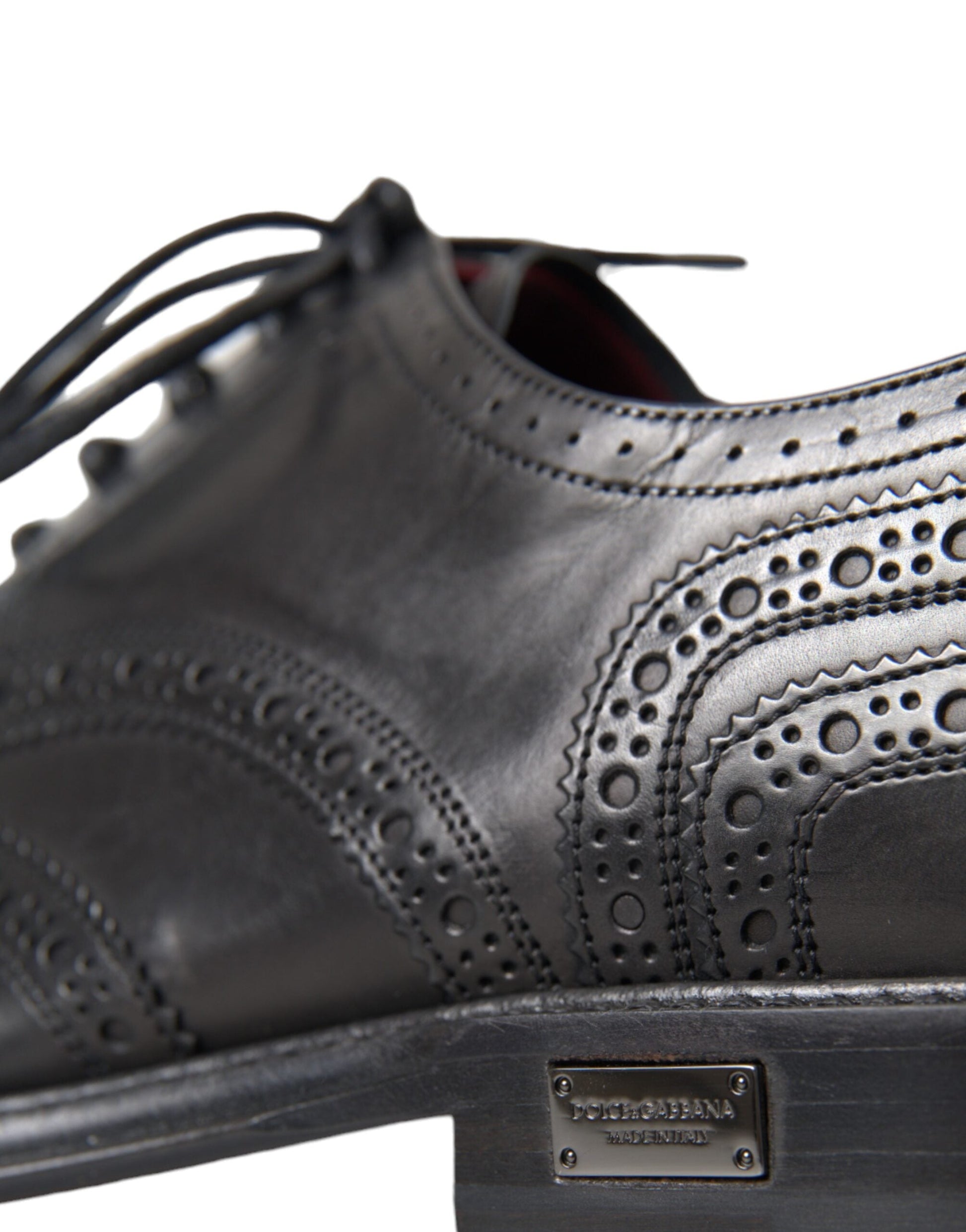 Dolce & Gabbana Black Leather Oxford Wingtip Formal Men Shoes - EU41/US8