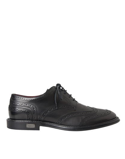 Dolce & Gabbana Black Leather Oxford Wingtip Formal Men Shoes - EU41/US8