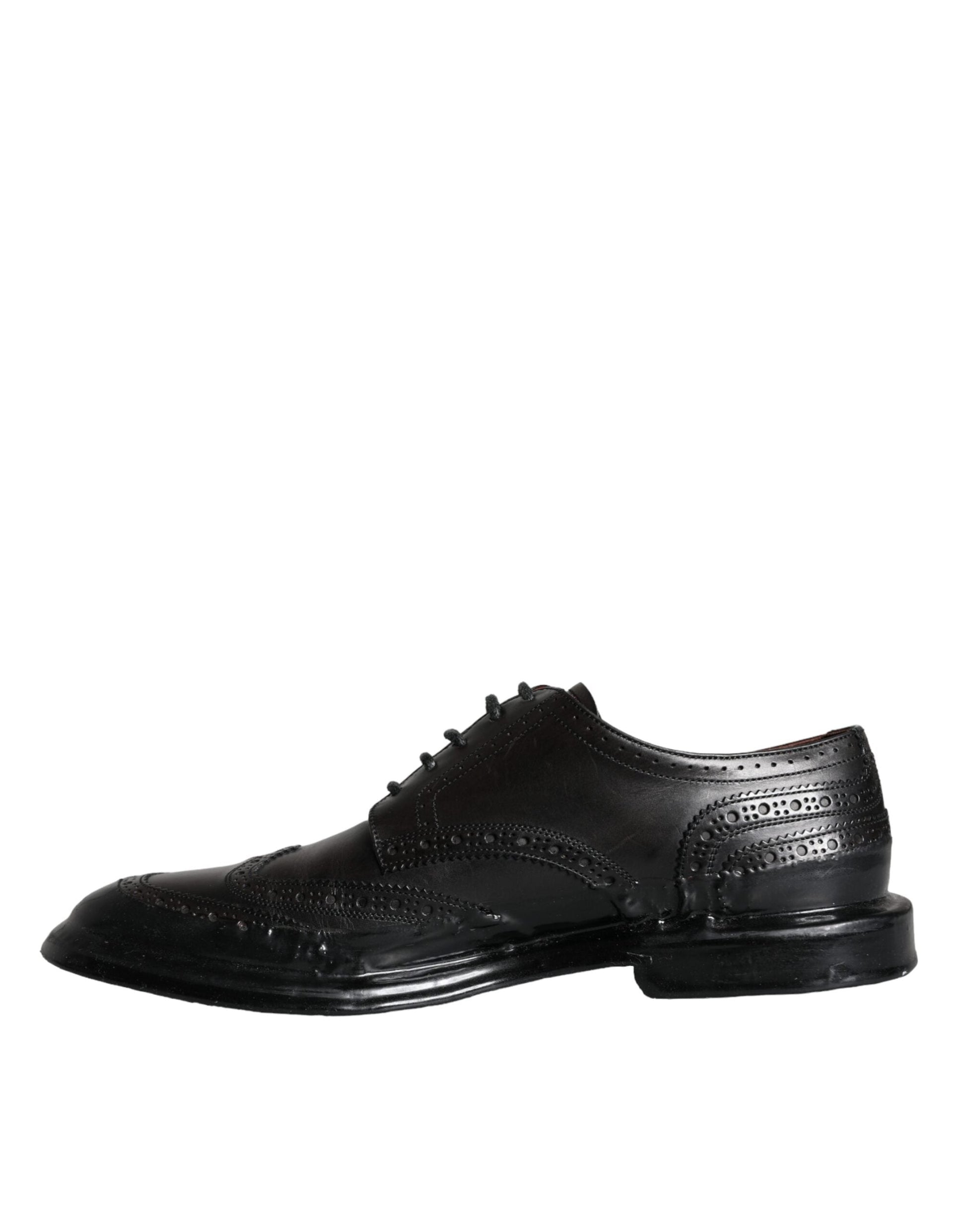 Dolce & Gabbana Black Leather Oxford Wingtip Formal Men Shoes - EU42/US9